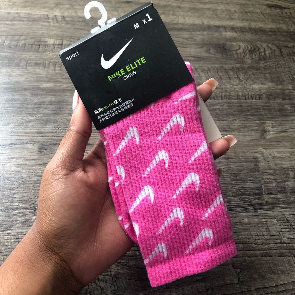 Pink Nike Socks w/ Checks